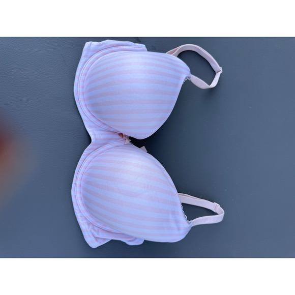 Victoria's Secret Other - Victoria's Secret Body By Victoria Lined Demi Bra Pink White Stripe 34DDD F75